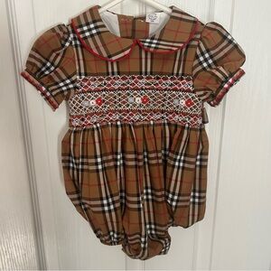 Fall plaid smocked bubble